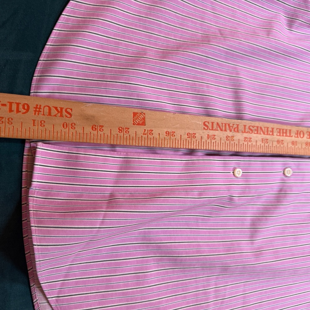 Brooks Brothers Mens Long Sleeve Dress Shirts Pink Stripe + White 16 1/2-2/3 - Picture 15 of 16